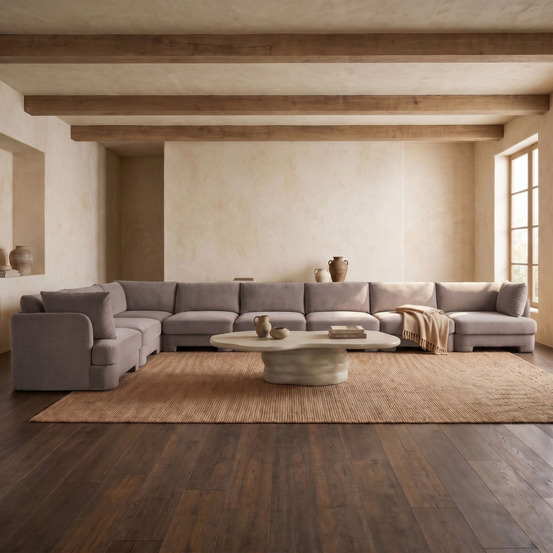 Hammond - Velvet Performance Fabric Upholstered 8 Piece L-Shaped Sectional