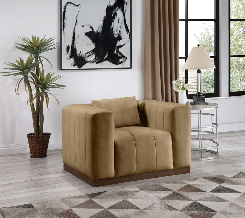 Mallina Tan Vegan Leather Upholstered Chair