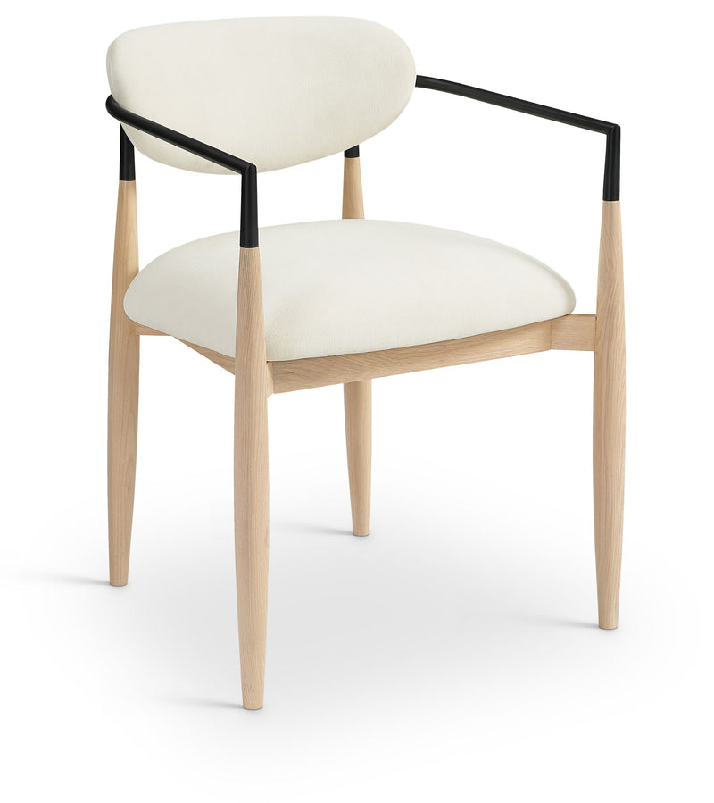 Riccio Cream Performance Fabric Upholstered Dining Arm Chair