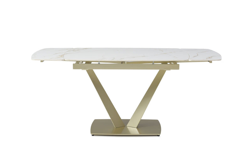 109 - Dining Table - White Gloss / Golden Jade