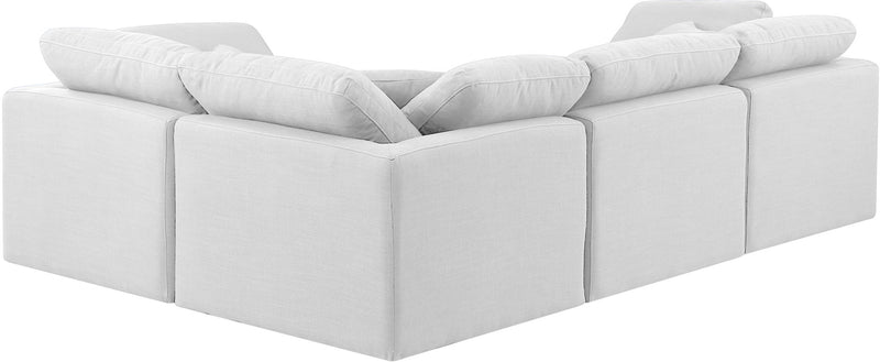 Indulge 105" White Linen Textured Fabric Upholstered 4pc. Modular Sectional