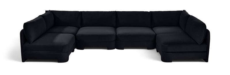 Hammond - Velvet Performance Fabric Upholstered 6 Piece U-Shaped Armless Sectional