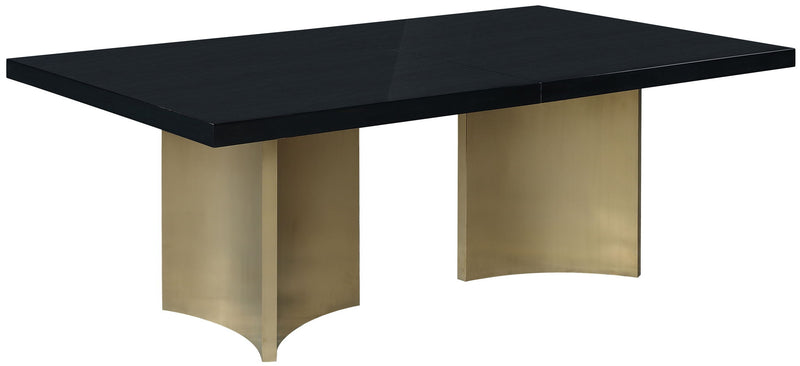 Immerse 84" / 104" / 123.5" Black Lacquer Finish Top And Stainless Steel Base Dining Table (3 Boxes)