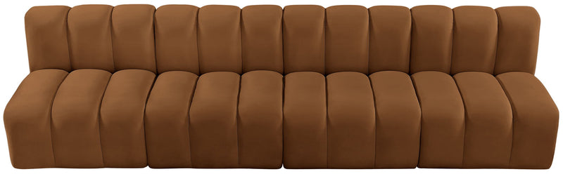 Arc 119" Saddle Velvet Upholstered 4pc. Modular Sectional