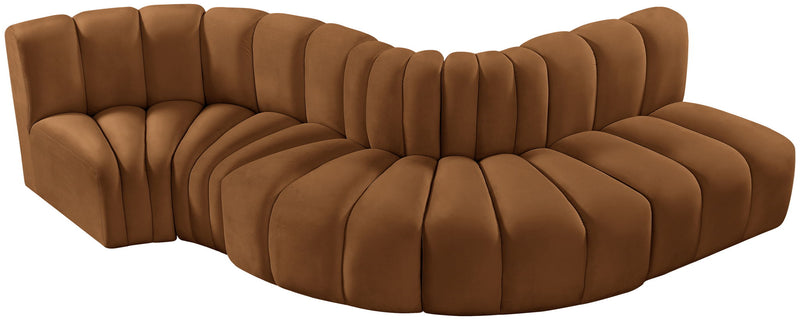 Arc 122" Saddle Velvet Upholstered 5pc. Modular Sectional