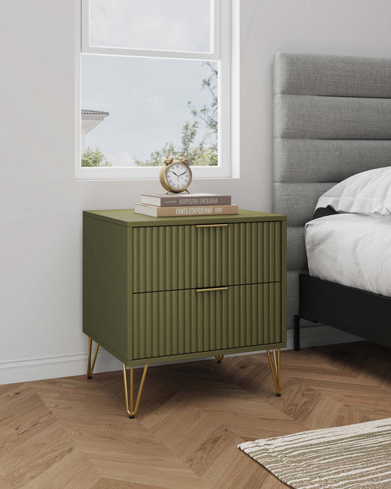 Manhattan Dumbo - Fluted 2-Drawer Nightstand