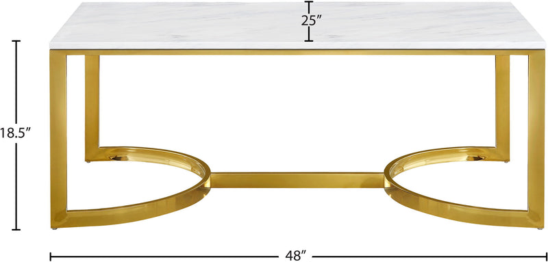 London Gold Marble Veneer Top And Gold Steel Base Coffee Table