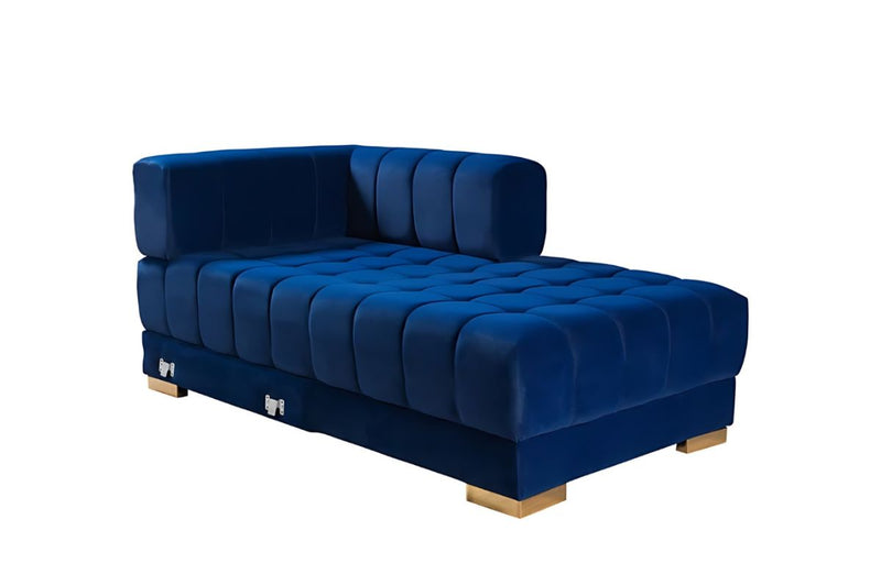 Ariana Double Chaise Velvet U-Sectional with Gold Legs