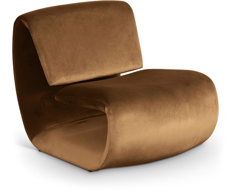 Nouveau Saddle Velvet Upholstered Accent Chair