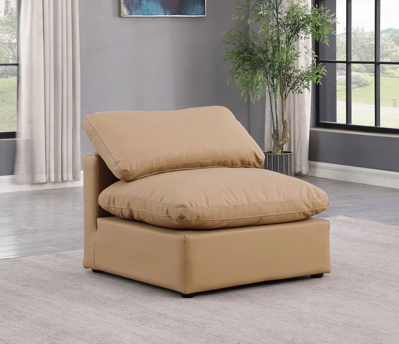 Indulge Tan Vegan Leather Upholstered Modular Armless Chair