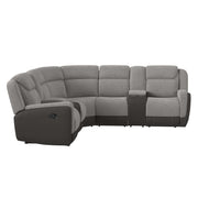 Gray sectional sofa with recliners and console