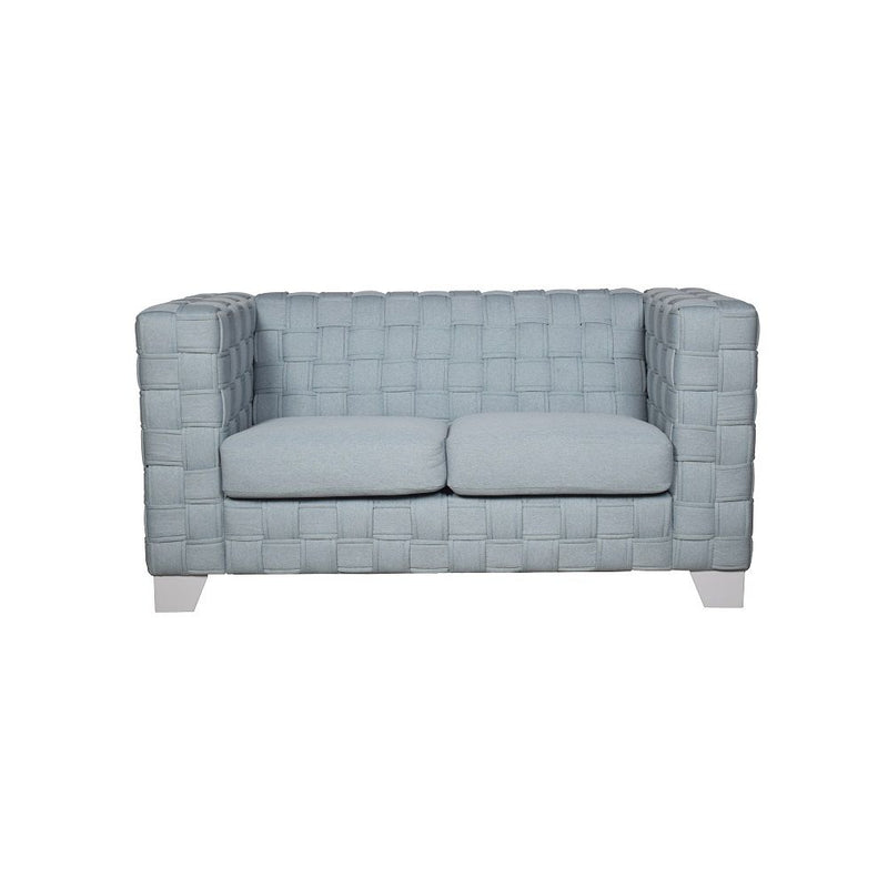 Saree - Loveseat - Light Teal Chenille & White
