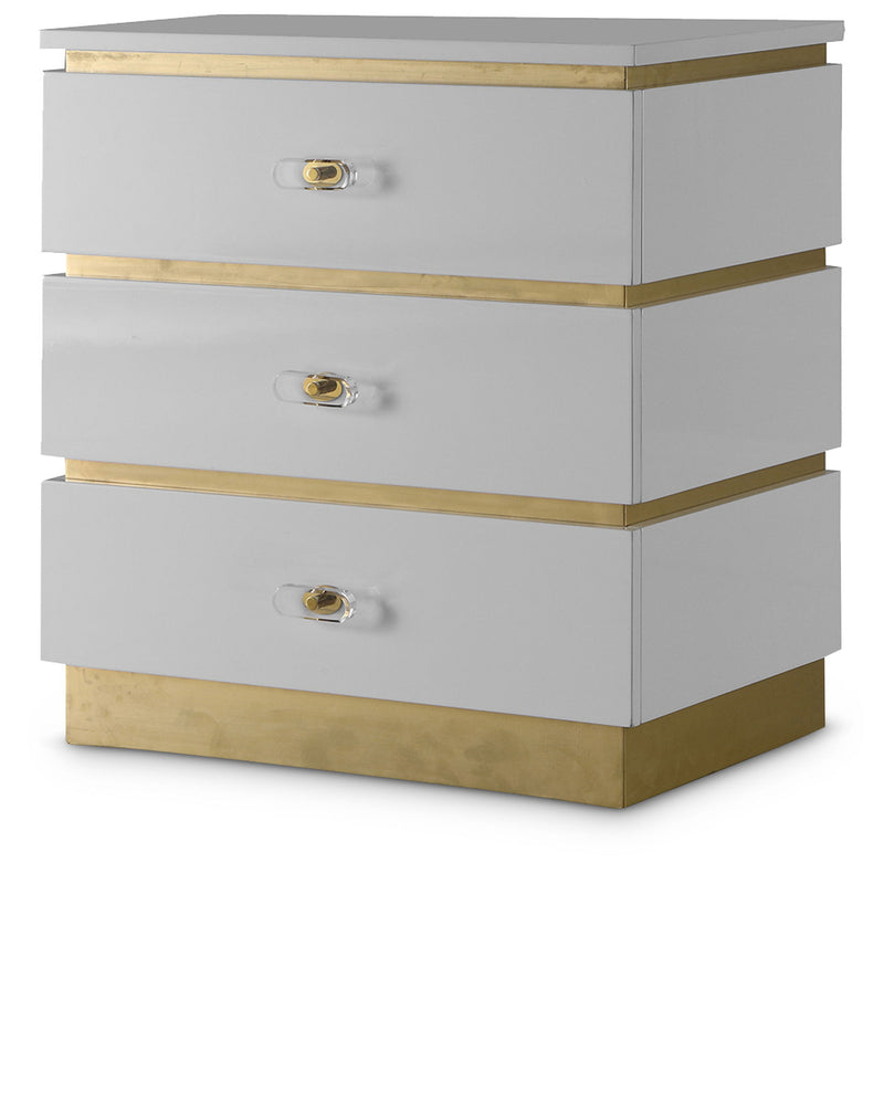 Esme White Lacquer Finish And Metal Side Table