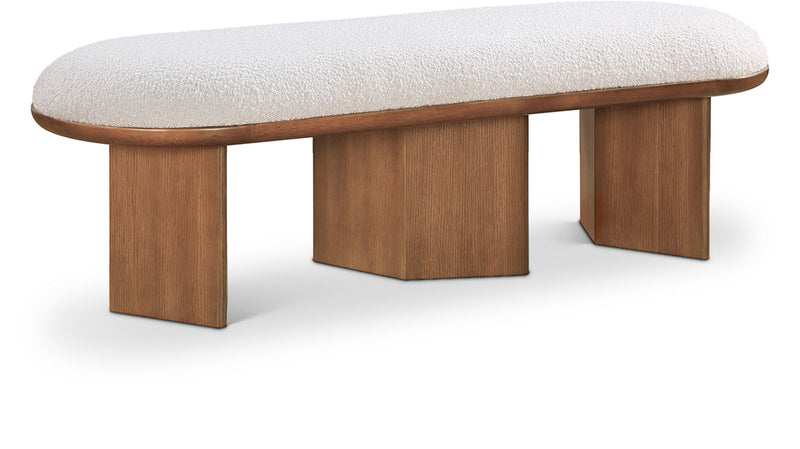Wilshire Cream Boucle Fabric Upholstered Bench