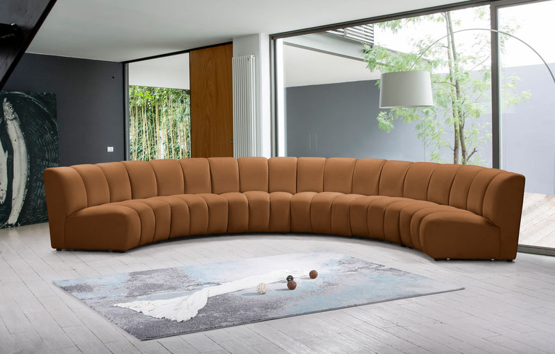 Infinity 174" Saddle Velvet Upholstered 6pc. Modular Sectional
