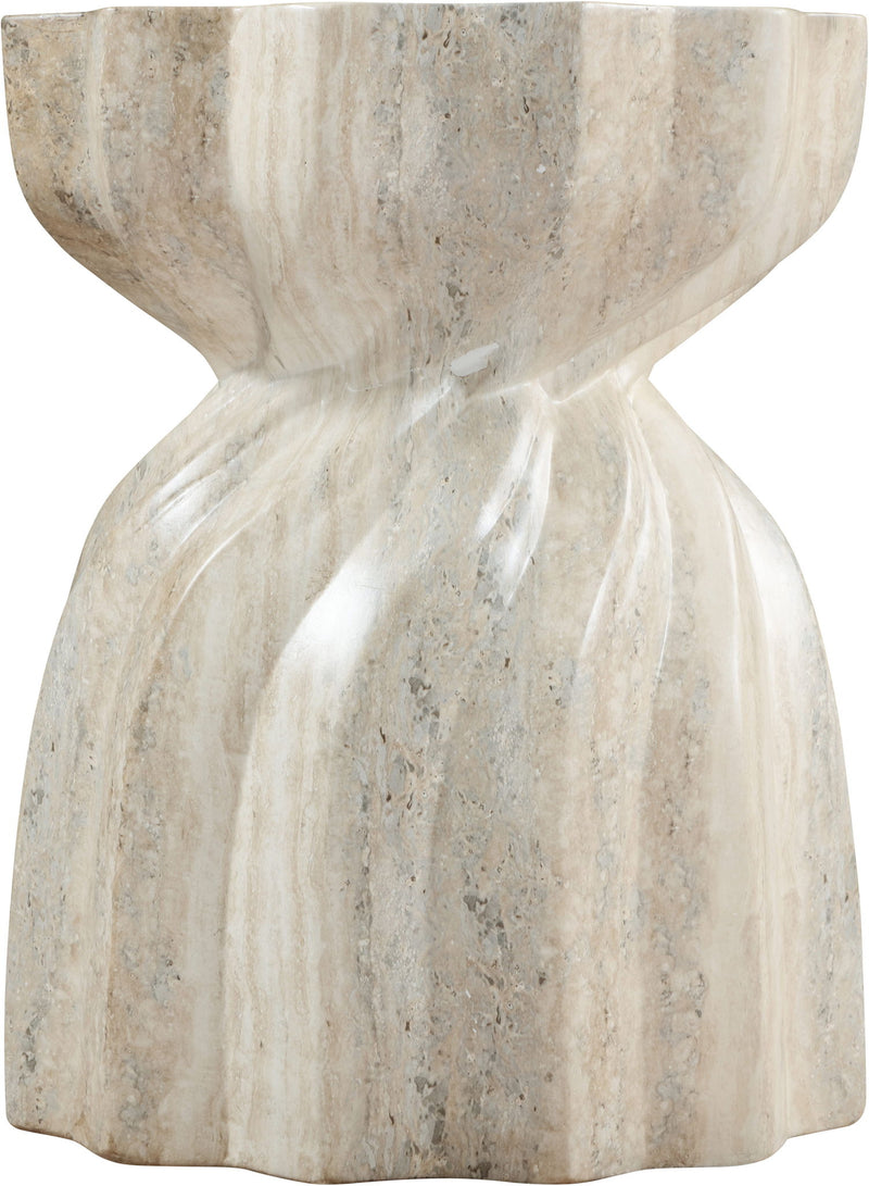 Caserta Natural Travertine Finish Concrete Indoor / Outdoor End Table