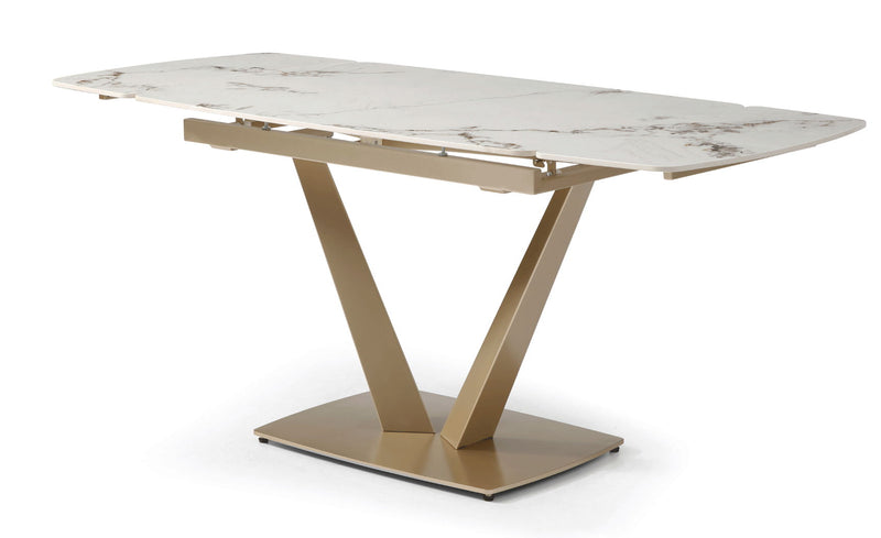 109 - Dining Table - White Gloss / Golden Jade