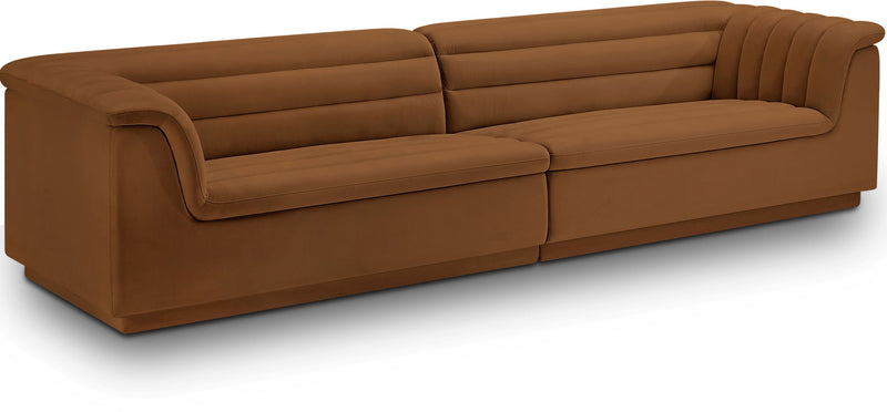 Cascade 118" Saddle Velvet Upholstered Modular Sofa
