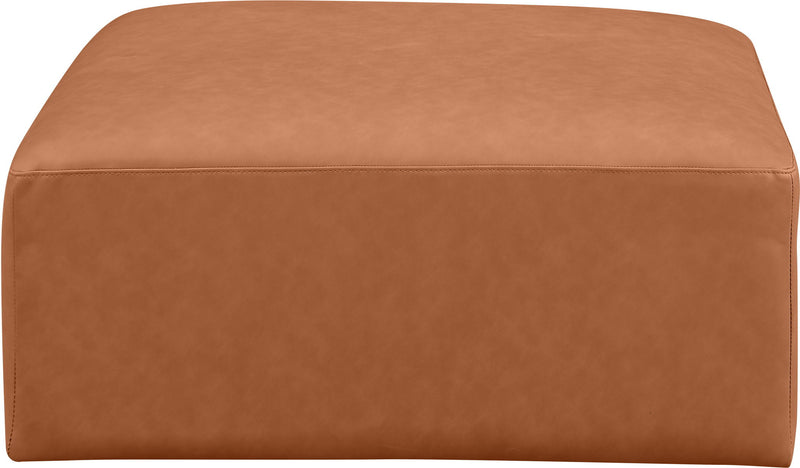 Cube Cognac Vegan Leather Upholstered Modular Ottoman