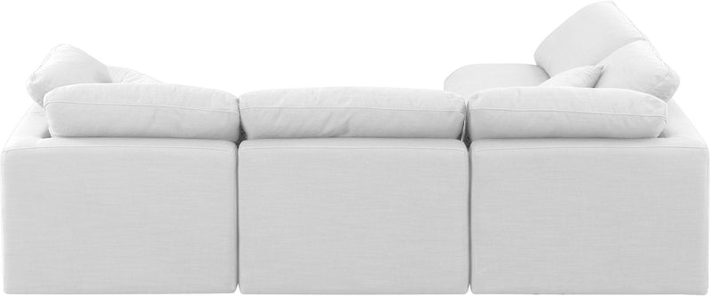 Indulge 105" White Linen Textured Fabric Upholstered 4pc. Modular Sectional