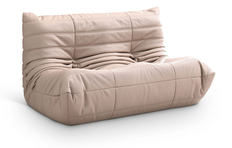 Relax 54.75" Tan Vegan Leather Upholstered Loveseat