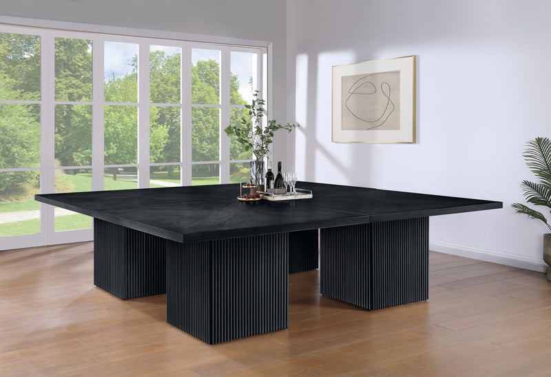 Belinda 108" Black Solid Wood and Oak Veneer Modular Dining Table