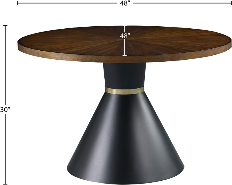 Sheridan 48" Brown Ashburl Veneer Top And Iron Base Dining Table
