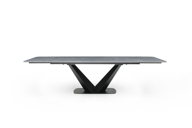 9436 - Ceramic & Metal Dining Table - Gray / Black