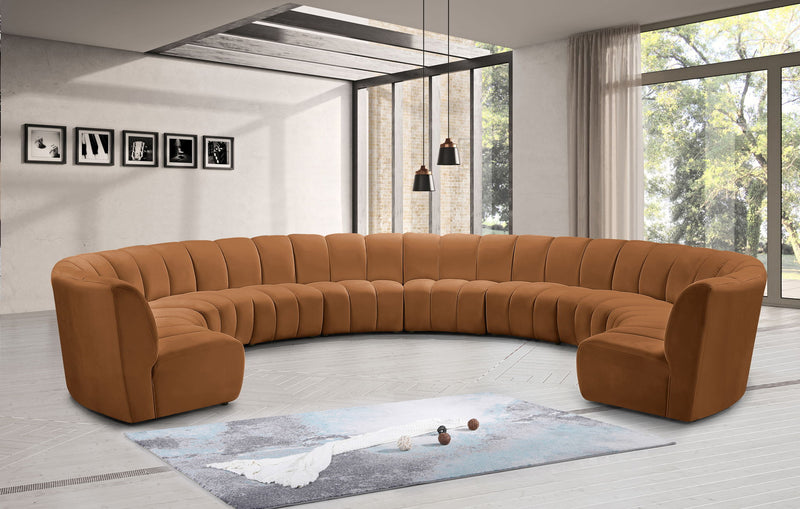 Infinity 183" Saddle Velvet Upholstered 10pc. Modular Sectional