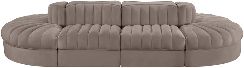 Rummi - Oval Velvet Performance Fabric Upholstered 8 Piece Modular Sectional