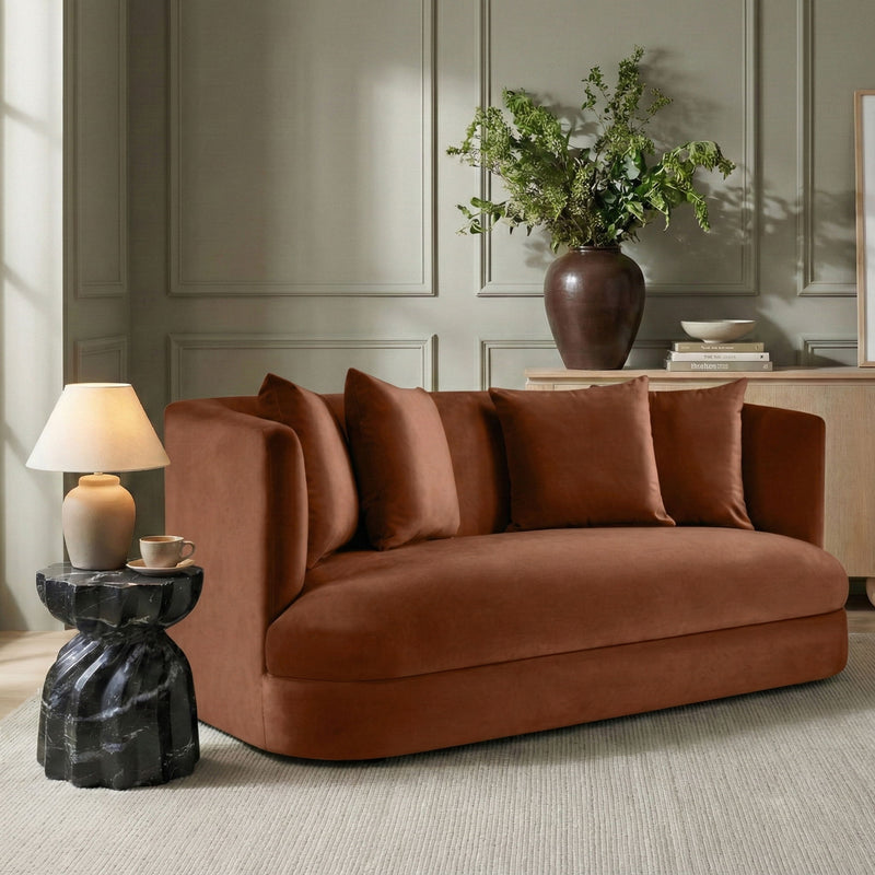 Alder 66" Cognac Velvet Upholstered Loveseat