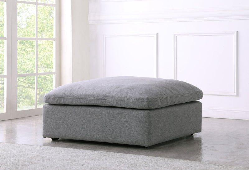 Serene Deluxe Comfort Linen Textured Fabric Upholstered Modular Ottoman