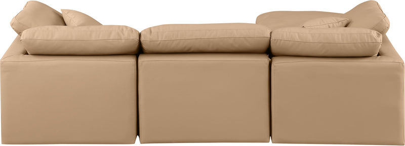 Indulge 105" Tan Vegan Leather Upholstered 4pc. Modular Sectional
