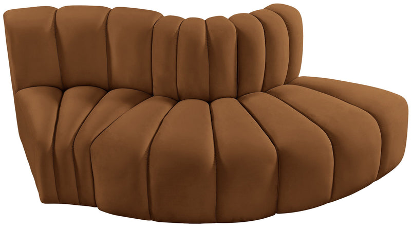 Arc 77" Saddle Velvet Upholstered 3pc. Modular Sectional
