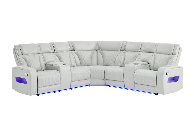 U8611 - Sectional With LED - Silver