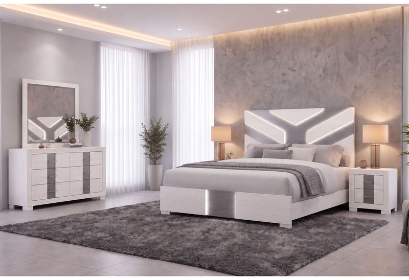Optimus - Full Bed With LED - White