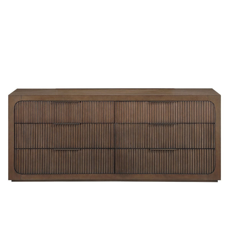 Leanna - Dresser With Wood Top - Brown Oak