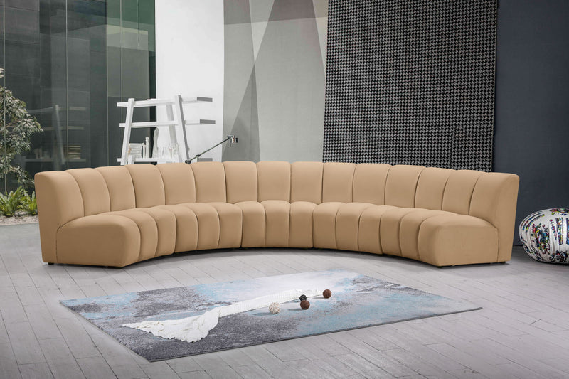 Infinity 167" Camel Velvet Upholstered 5pc. Modular Sectional