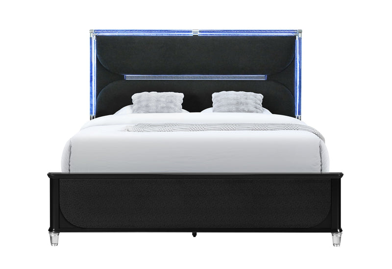 Lando - Queen Bed With Continuous LED - Black