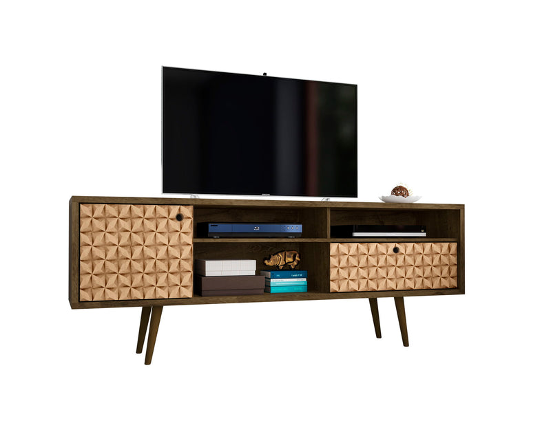 Manhattan Liberty - 71" TV Stand With Rustic Brown Frame