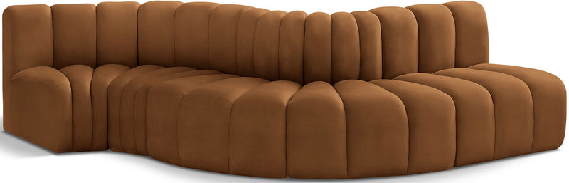 Arc 122" Saddle Velvet Upholstered 5pc. Modular Sectional