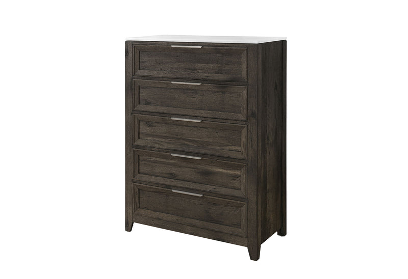 Mariah - 5 Piece Full Bedroom Set (Bed, Dresser & Mirror, Nightstand, Chest) - Dark Brown