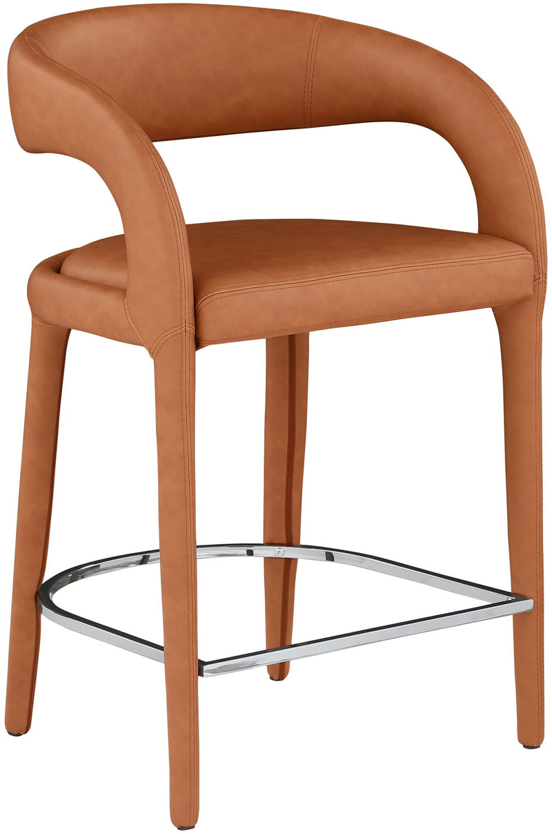 Sylvester Cognac Vegan Leather Upholstered Counter Stool