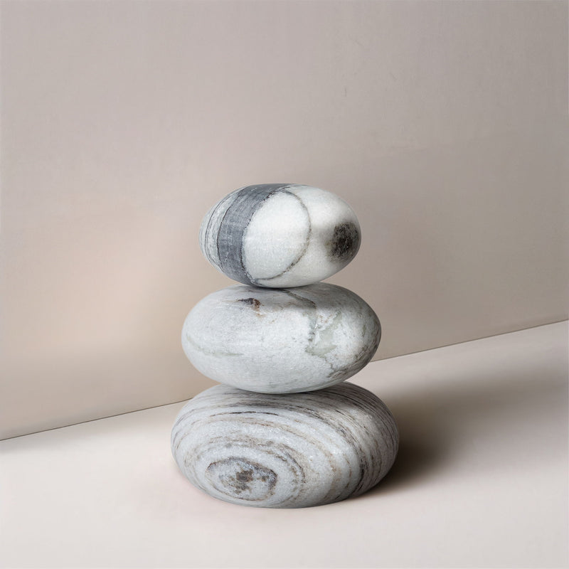 Pumpkin Panda Marble 3pc. Decorative Object