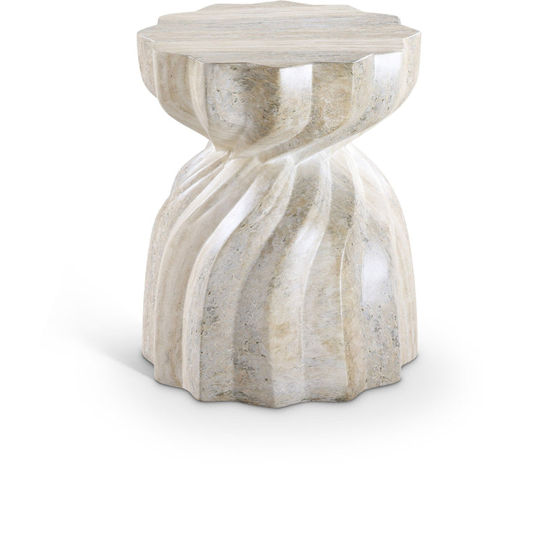 Caserta Natural Travertine Finish Concrete Indoor / Outdoor End Table