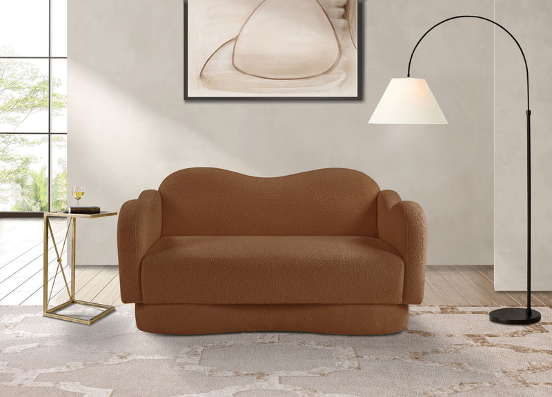 Bloom 58" Saddle Teddy Fabric Upholstered Loveseat