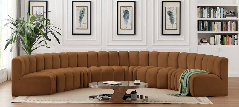 Arc 162" Saddle Velvet Upholstered 8pc. Modular Sectional
