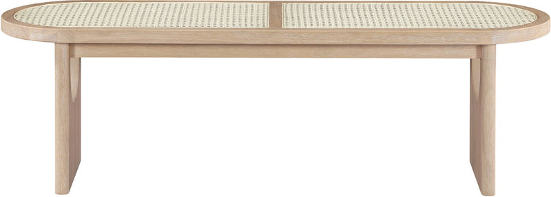 Canovia - Solid Wood And Faux Cane Bench