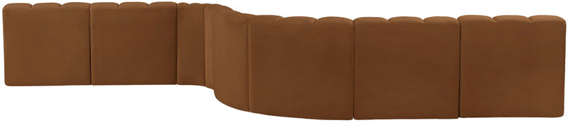 Arc 197" Saddle Velvet Upholstered 8pc. Modular Sectional