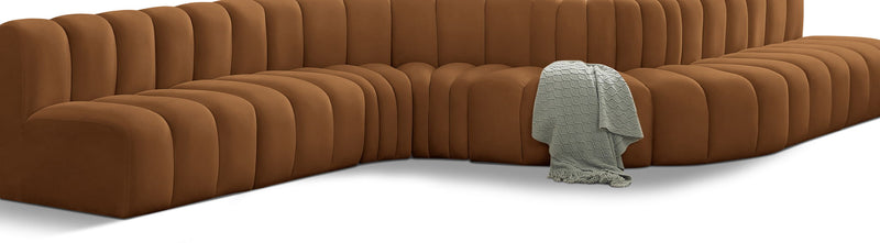 Arc 197" Saddle Velvet Upholstered 8pc. Modular Sectional